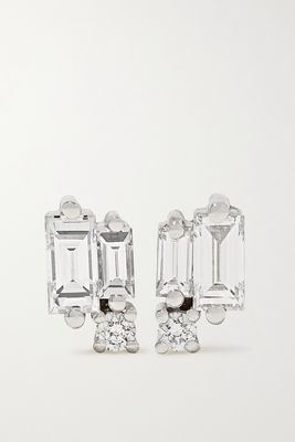 Suzanne Kalan - 18-karat White Gold Diamond Earrings - one size