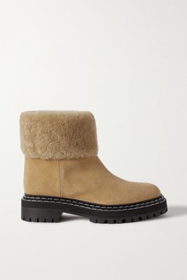 Proenza Schouler - Shearling-lined Suede Ankle Boots - Neutrals