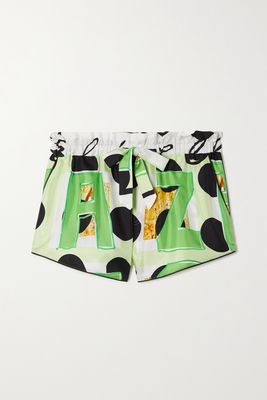 AZ Factory - Printed Mulberry Silk-twill Pajama Shorts - Green