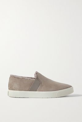 Vince - Blair Shearling-lined Suede Slip-on Sneakers - Neutrals