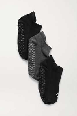 POINTE STUDIO - Core Studio Set Of Three Cotton-blend Socks - Black