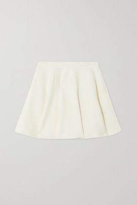 Valentino - Pleated Brushed Wool-blend Mini Skirt - White