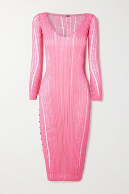 Cult Gaia - Antonella Button-detailed Ribbed-knit Coverup - Pink