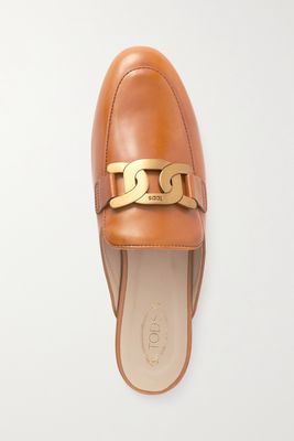 Tod's - Embellished Leather Slippers - Brown