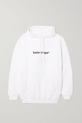 Balenciaga - Printed Cotton-jersey Hoodie - White