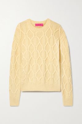The Elder Statesman - Oversized Cable-knit Cashmere Sweater - Yellow