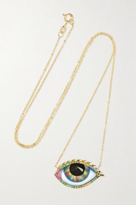 Lito - Tu Es Partout 14-karat Gold, Enamel And Multi-stone Necklace - one size