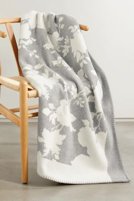 Erdem - Floral-print Merino Wool And Cashmere-blend Blanket - Gray