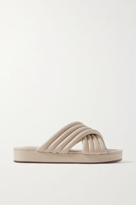 Porte & Paire - Quilted Leather Slides - Neutrals