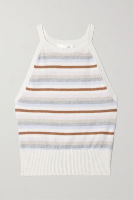 Skin - Melodie Cropped Striped Cotton And Cashmere-blend Tank - Cream