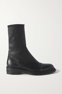 Loewe - Logo-perforated Stretch-leather Ankle Boots - Black