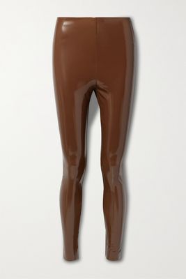 Commando - Stretch Faux Patent-leather Leggings - Brown