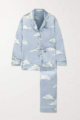 Olivia von Halle - Lila Printed Silk-satin Pajama Set - Blue