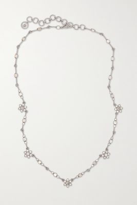 Larkspur & Hawk - Estrela Rhodium-dipped Moonstone And Diamond Necklace - Gold