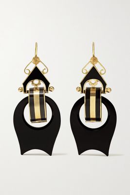 Fred Leighton - Victorian Gold, Onyx And Enamel Earrings - one size