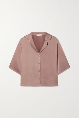 Skin - Tay Washed Silk-blend Satin Pajama Shirt - Brown