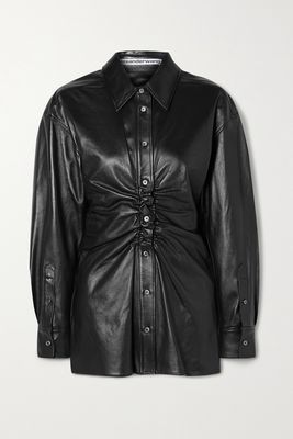 Alexander Wang - Ruched Leather Shirt - Black