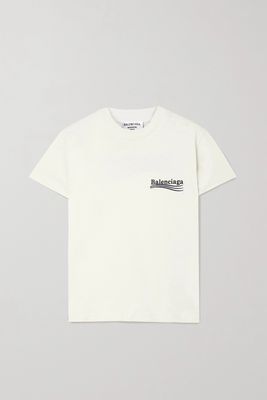 Balenciaga - Embroidered Cotton-jersey T-shirt - White