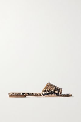 aeyde - Anna Snake-effect Leather Slides - Animal print