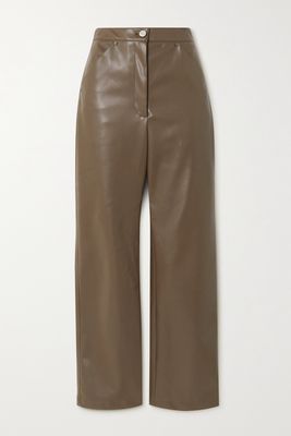 Deveaux - Eve Faux Leather Straight-leg Pants - Brown