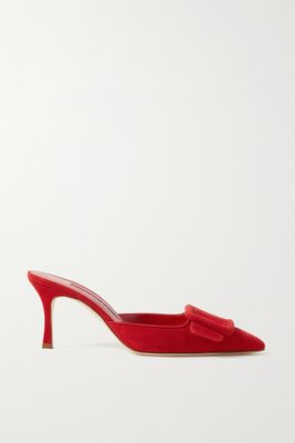 Manolo Blahnik - Maysale 70 Buckled Suede Mules - Red