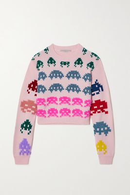 Stella McCartney - Game On Metallic Intarsia-knit Sweater - Pink