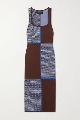Ahluwalia - Checkerboard Jacquard-knit Merino Wool Midi Dress - Brown