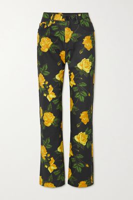 Richard Quinn - Floral-print High-rise Straight-leg Jeans - Yellow