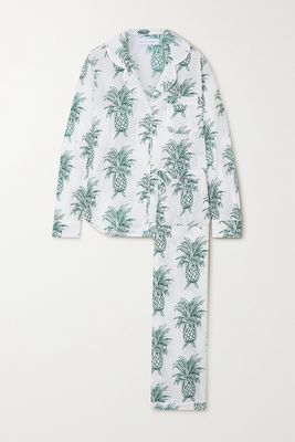 Desmond & Dempsey - Howie Printed Organic Cotton Pajama Set - Green