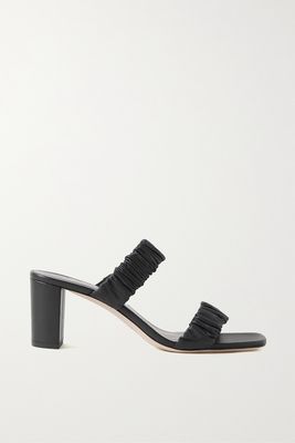 STAUD - Frankie Ruched Leather Mules - Black