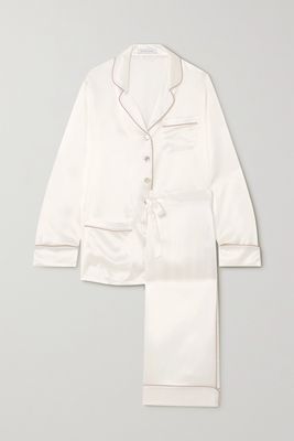 Olivia von Halle - Coco Silk-satin Pajama Set - Ivory