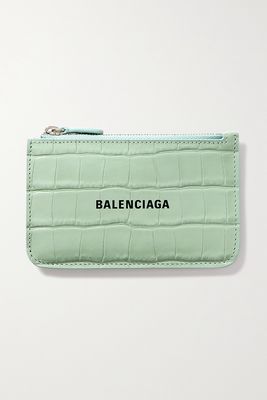 Balenciaga - Cash Printed Croc-effect Leather Cardholder - Green
