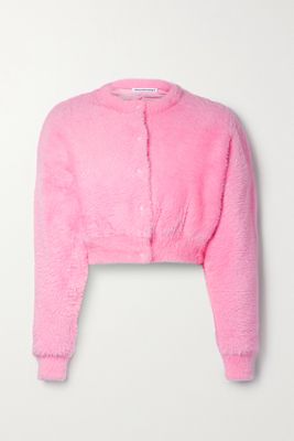 alexanderwang.t - Cropped Faux Fur Cardigan - Pink