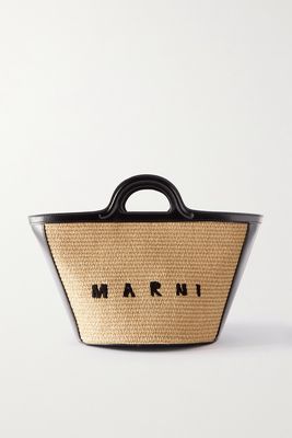 Marni - Tropicalia Small Embroidered Raffia And Leather Tote - Neutrals