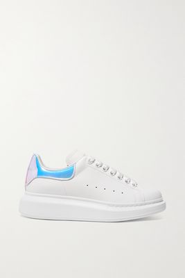 Alexander McQueen - Iridescent-trimmed Leather Exaggerated-sole Sneakers - White