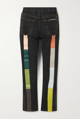 Still Here - Canyon Rainbow Tate Cropped Striped High-rise Straight-leg Jeans - Black