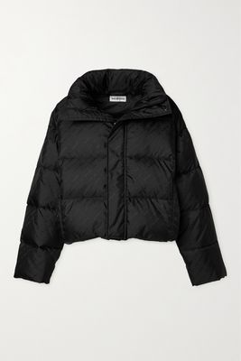 Balenciaga - Cropped Quilted Padded Shell-jacquard Jacket - Black