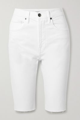 FRAME - Le Vintage Bermuda Frayed Denim Shorts - White