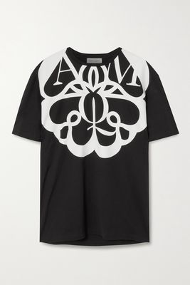 Alexander McQueen - Printed Cotton-jersey T-shirt - Black