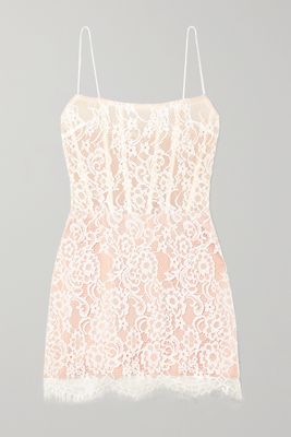 RASARIO - Lace And Tulle Mini Dress - White