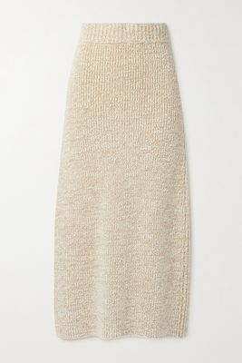 The Row - Caluso Ribbed Cashmere And Silk-blend Bouclé Maxi Skirt - Neutrals