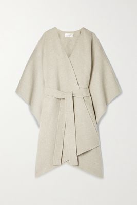 The Row - Toba Belted Wool And Cashmere-blend Poncho - Gray
