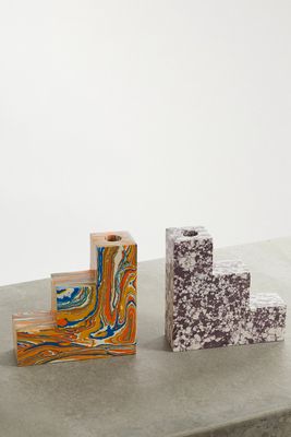 Tom Dixon - Swirl Stepped Recycled Marble Bookends - Orange