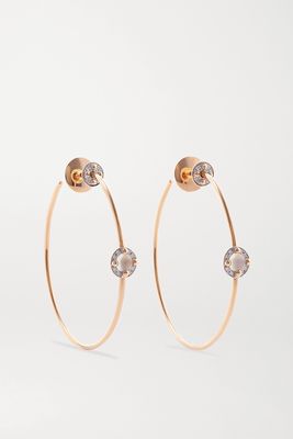 Pomellato - M'ama Non M'ama 18-karat Rose Gold, Moonstone And Diamond Hoop Earrings - one size