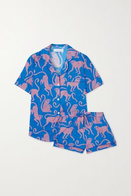 Desmond & Dempsey - Chango Printed Organic Cotton Pajama Set - Blue