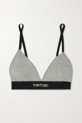 TOM FORD - Stretch-modal Jersey Soft-cup Triangle Bra - Gray