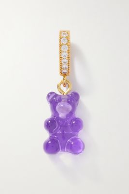 Crystal Haze - Nostalgia Bear Gold-plated, Resin And Cubic Zirconia Pendant - Purple
