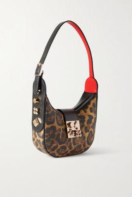 Christian Louboutin - Carasky Small Embellished Leopard-print Leather Shoulder Bag - Black