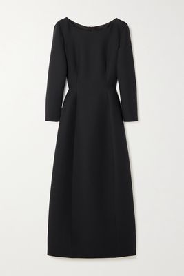 The Row - Lilibet Wool And Silk-blend Crepe Midi Dress - Black