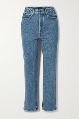 Khaite - Abigail Cropped High-rise Straight-leg Jeans - Blue